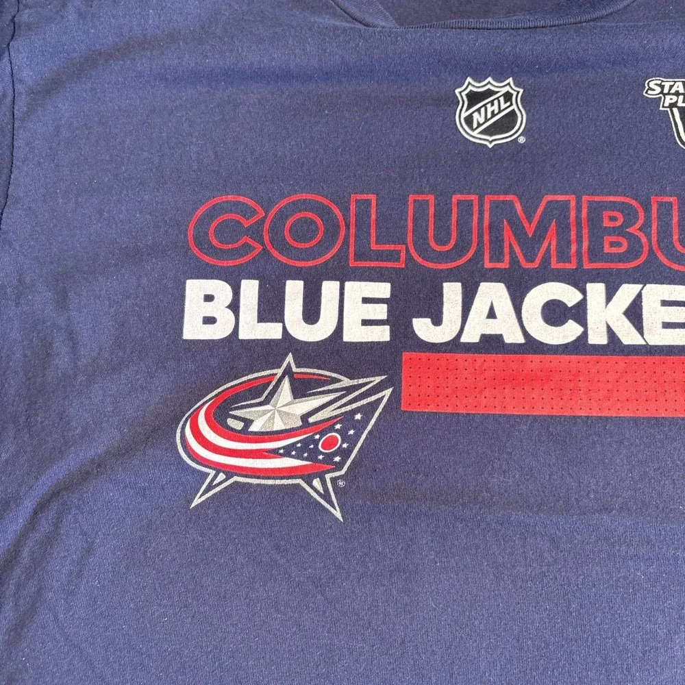 Adidas Columbus Blue Jackets Stanley Cup Playoffs 2018 Shirt Mens Large Navy L